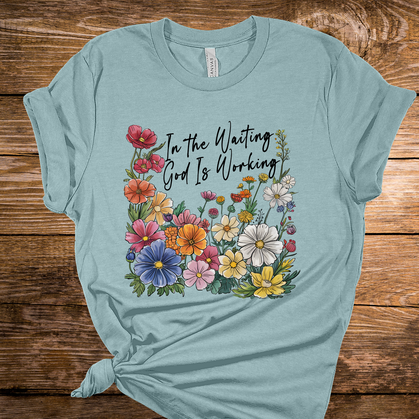 God is Working Floral Graphic Tee
