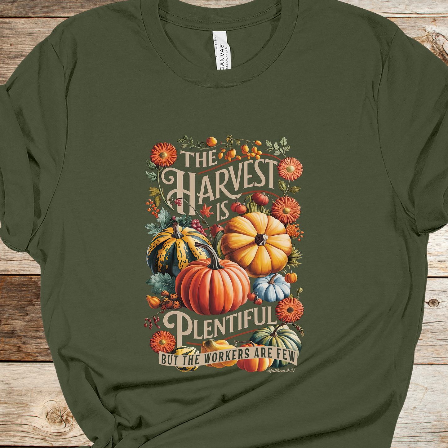 The Harvest is Plentiful Green Graphic Tee
