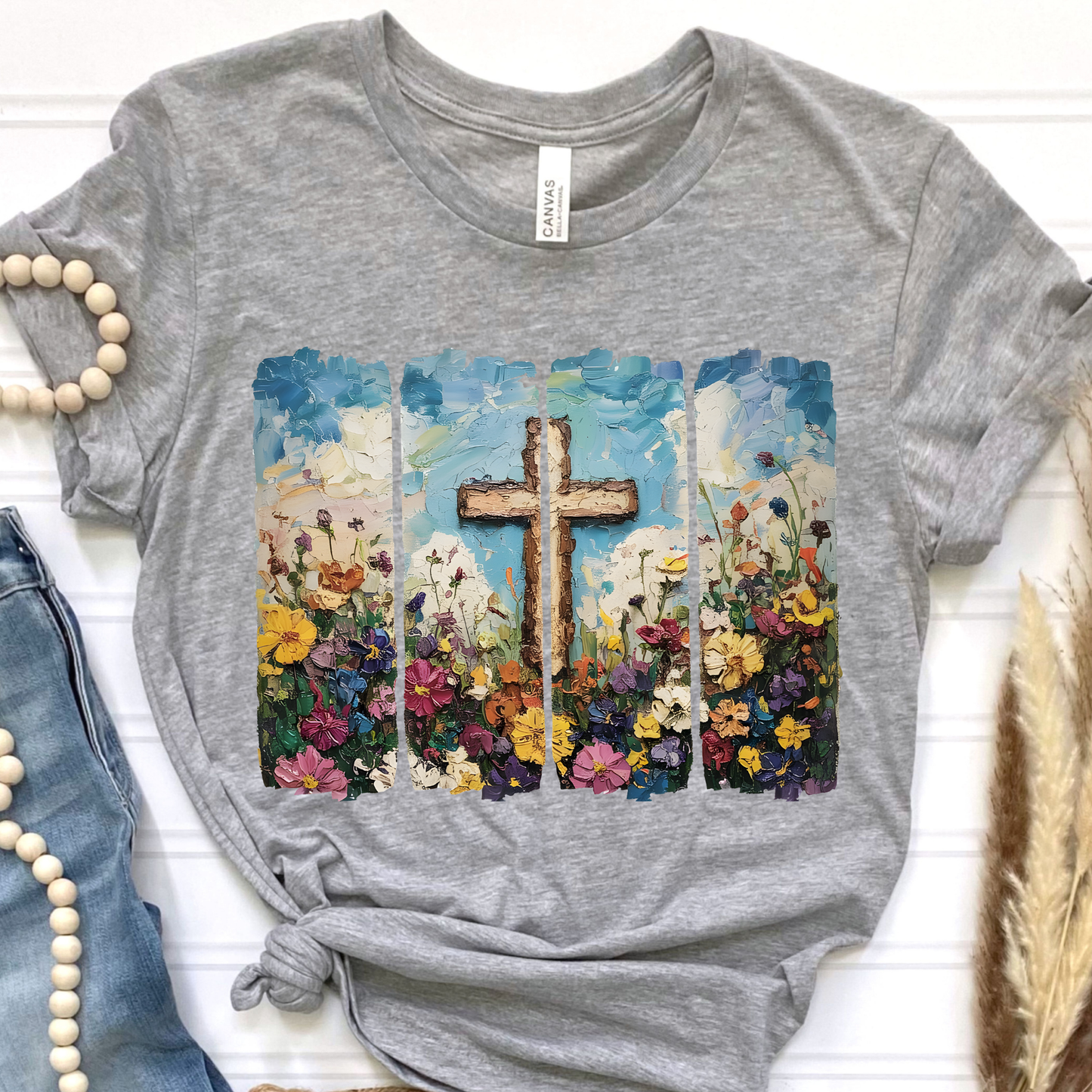Floral Cross Painting Graphic Tee