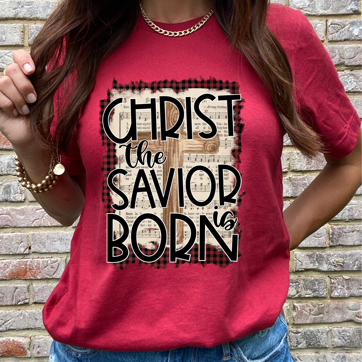 The Savior is Born Red Graphic Tee