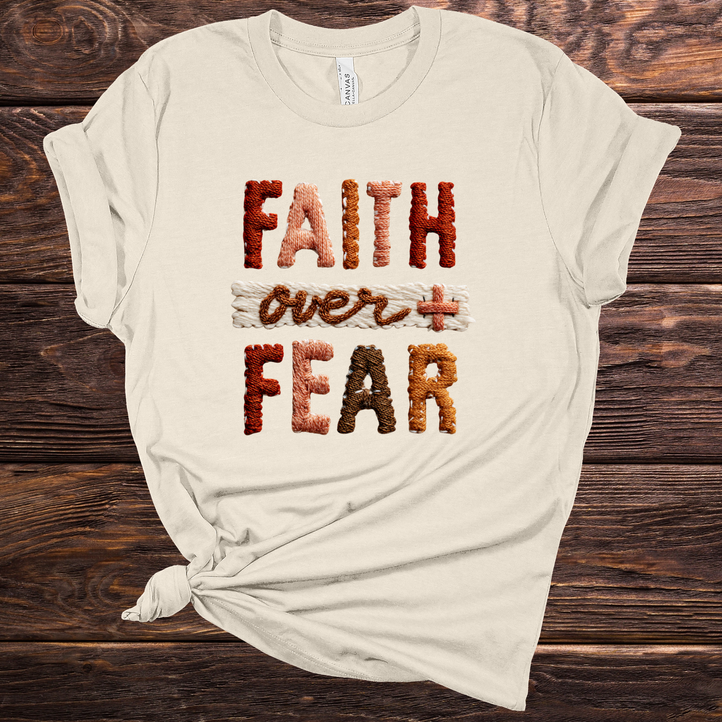 Faith over Fear Tan Graphic Tee