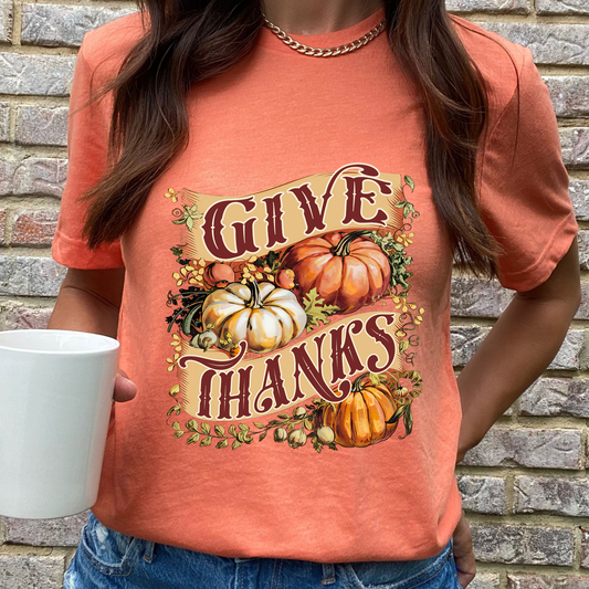 Give Thanks Orange Graphic Tee