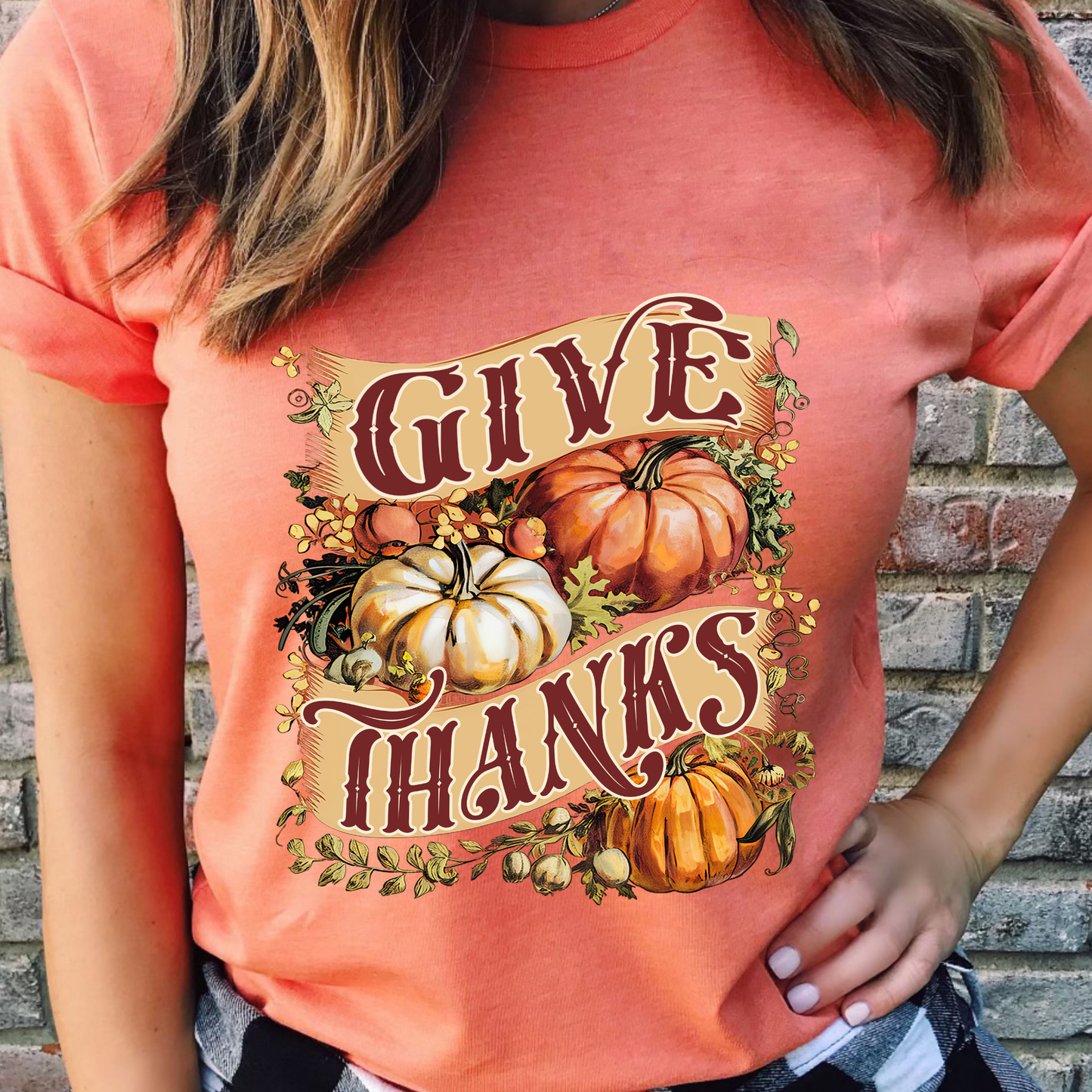 Give Thanks Orange Graphic Tee