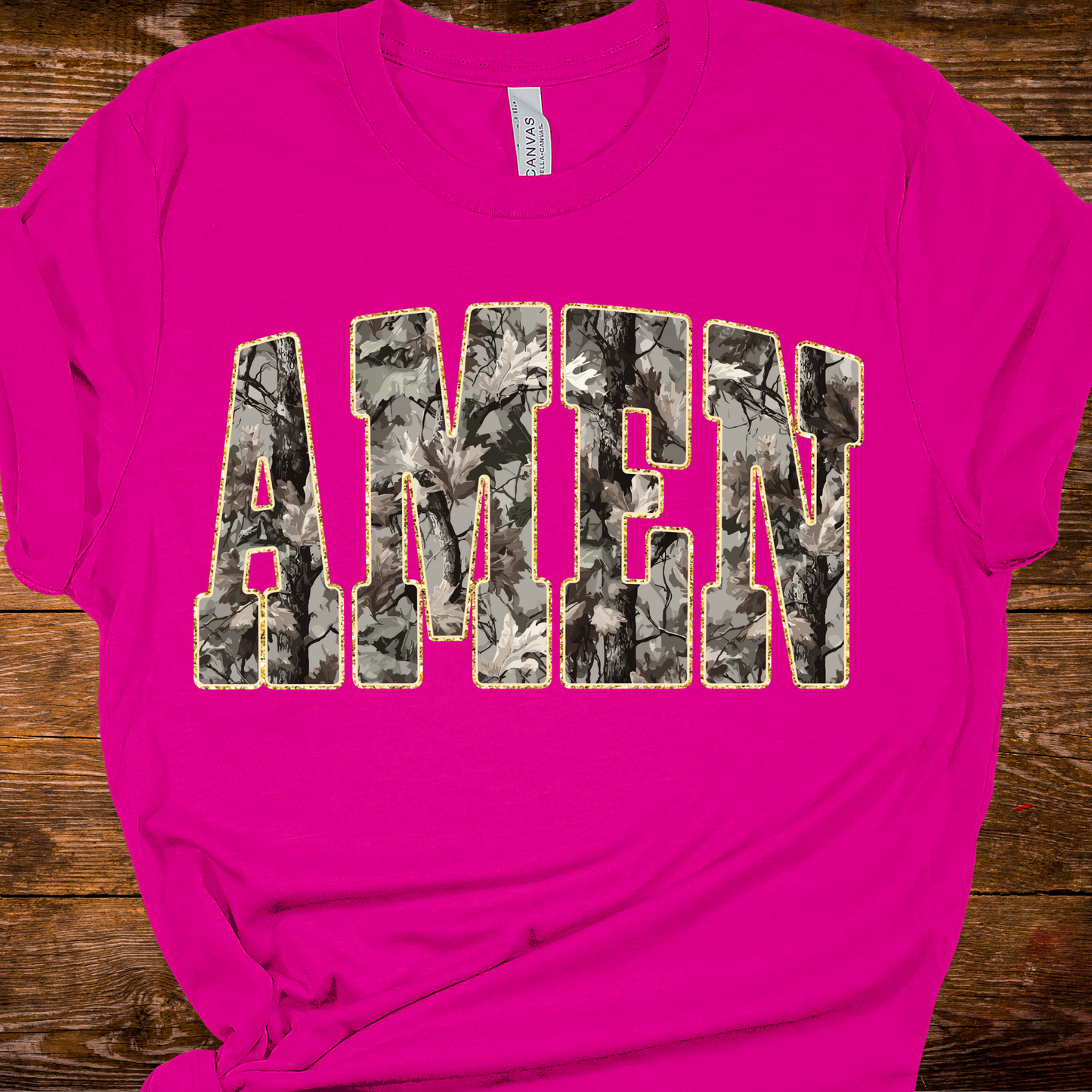 Camo Amen Pink Graphic Tee