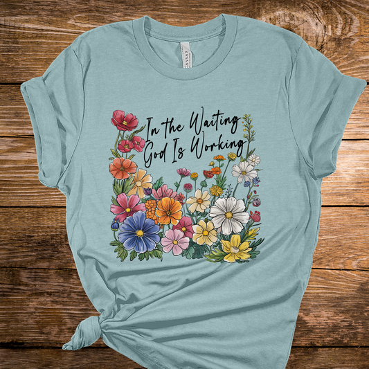 God is Working Floral Graphic Tee
