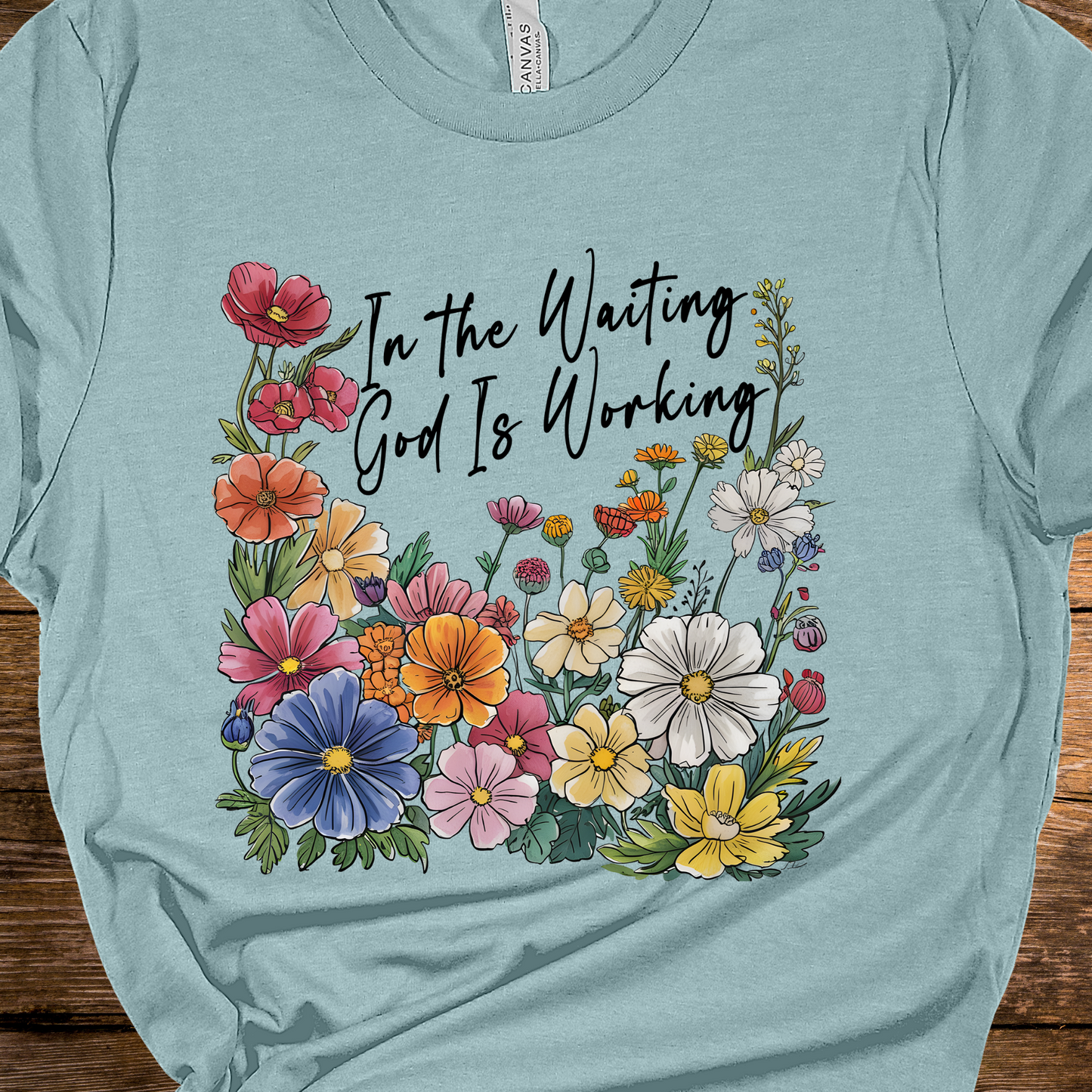 God is Working Floral Graphic Tee