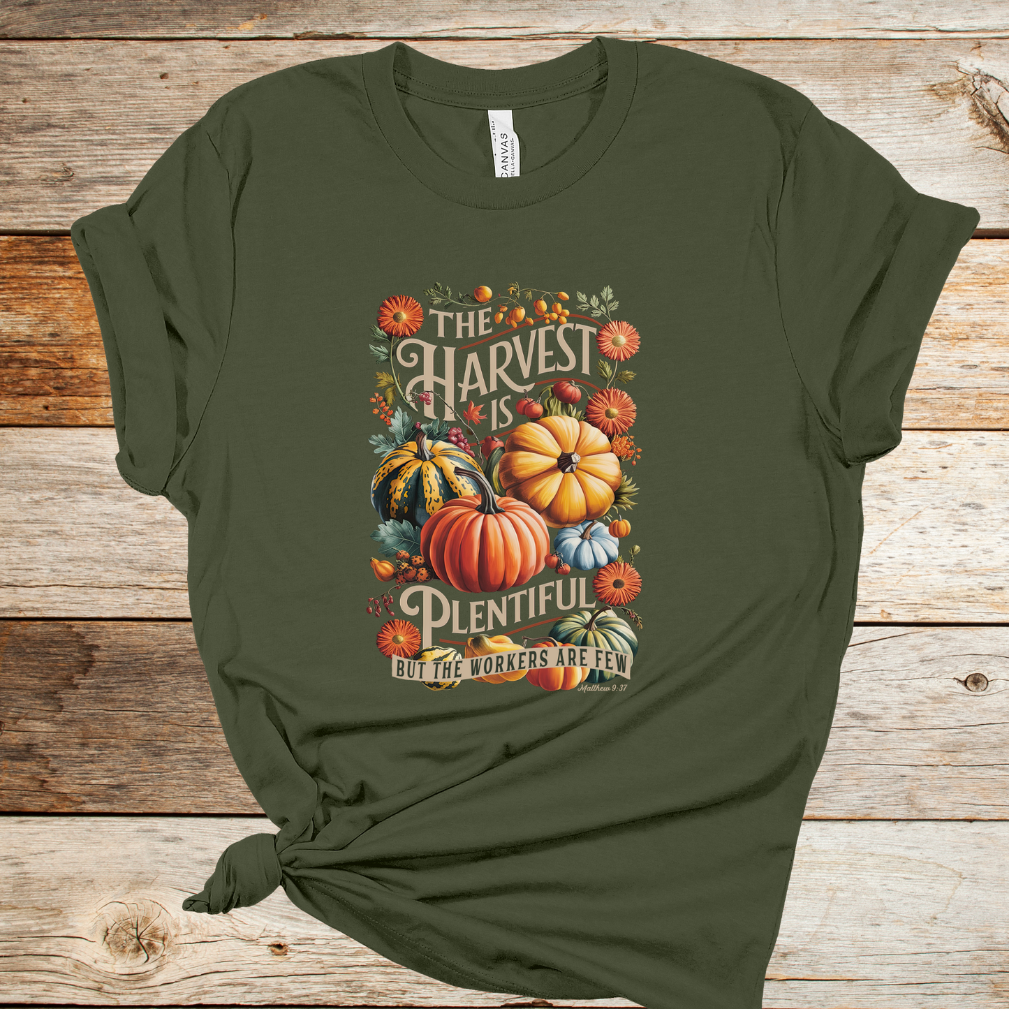 The Harvest is Plentiful Green Graphic Tee