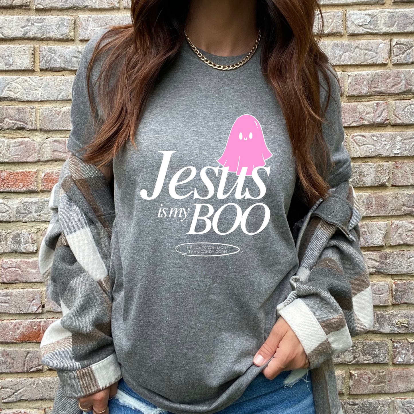 Jesus is My Boo Pink Graphic Tee
