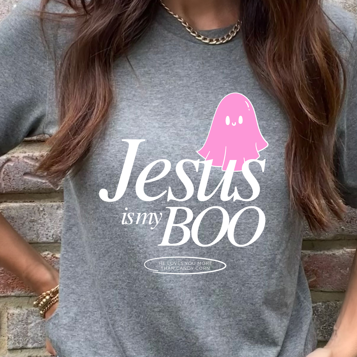 Jesus is My Boo Pink Graphic Tee