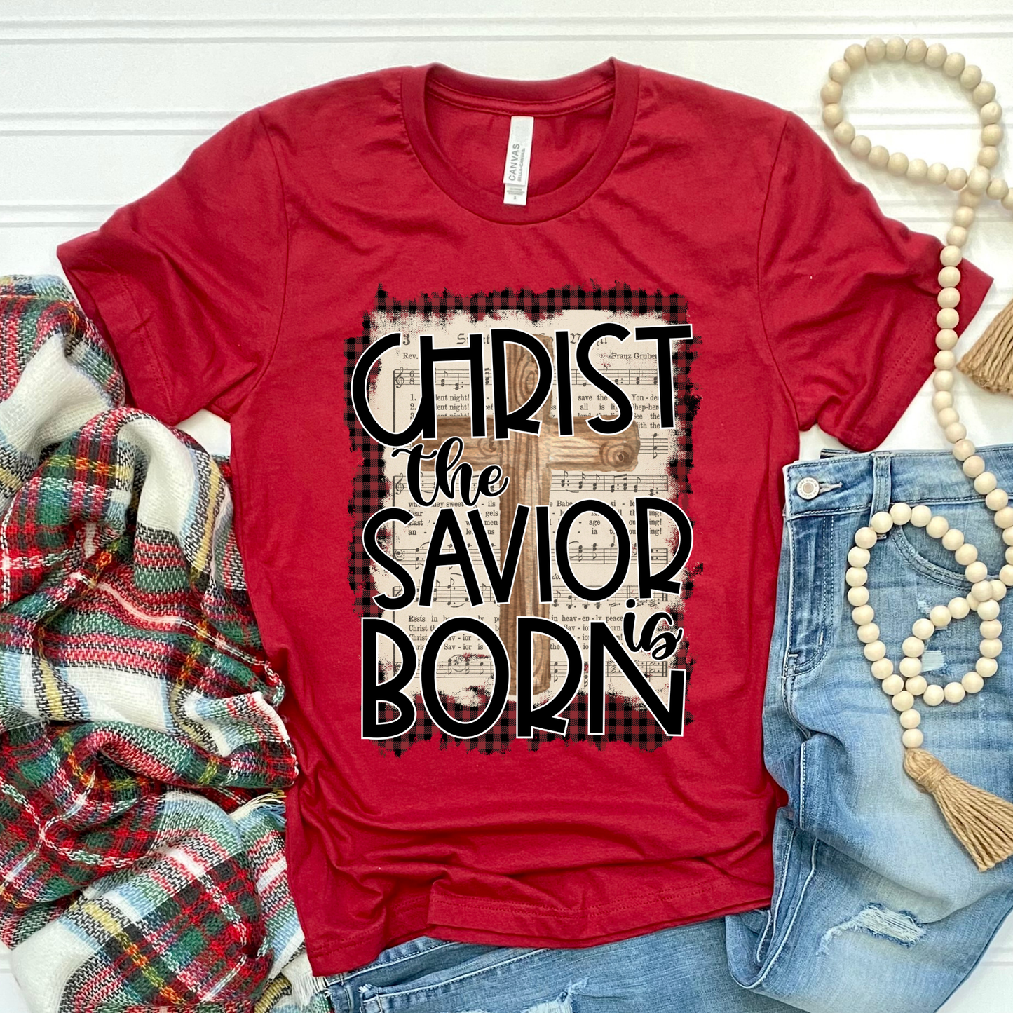 The Savior is Born Red Graphic Tee